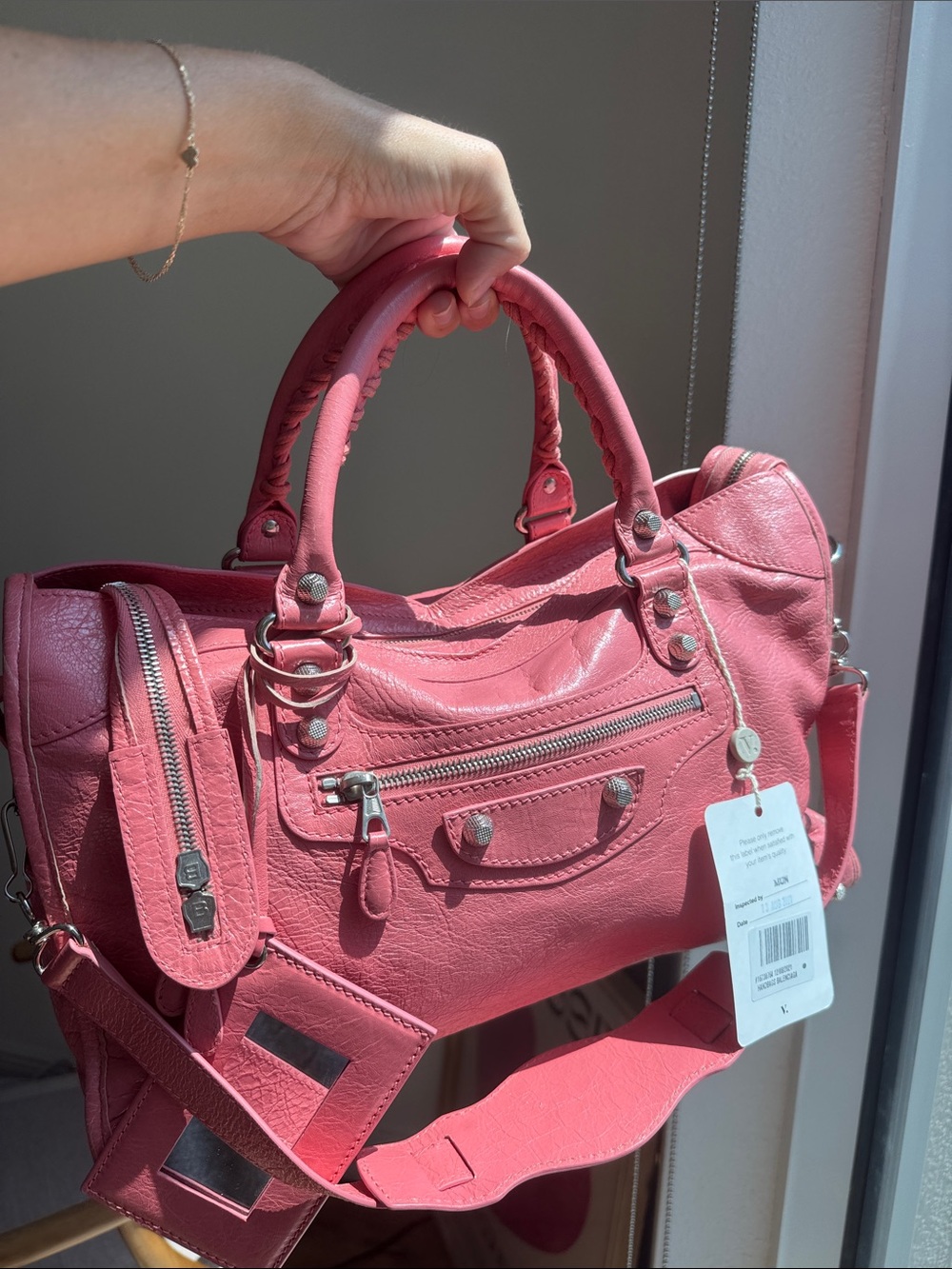 Balenciag City Bag Pink Leather Bag | Rare Color | Authenticated, Shoulder Strap - Picture 13 of 13